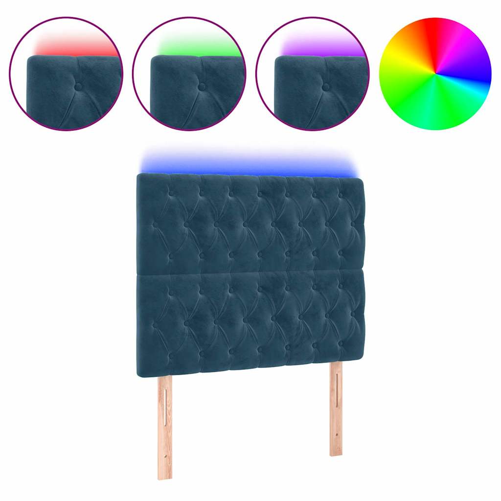 LED Kopfteil Dunkelblau 100x7x118/128 cm Samt