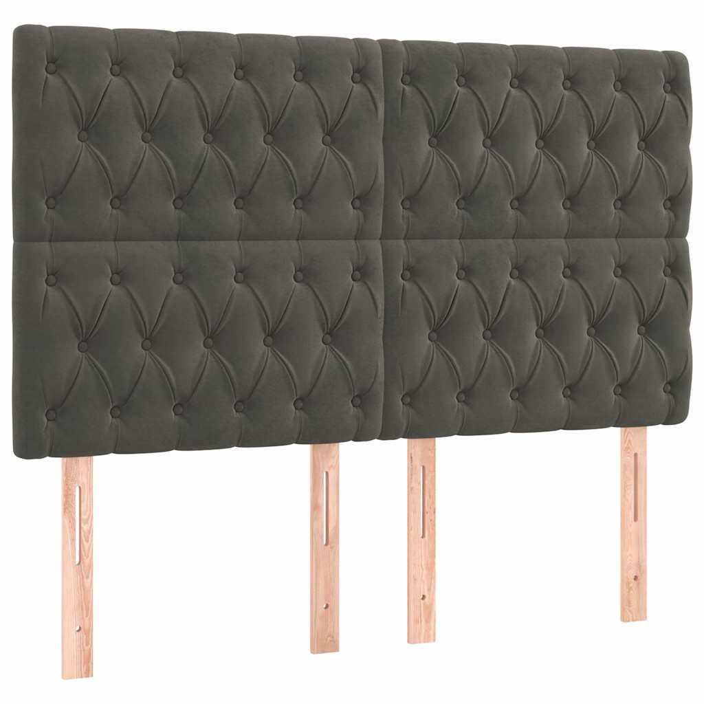 LED Kopfteil Dunkelgrau 144x7x118/128 cm Samt