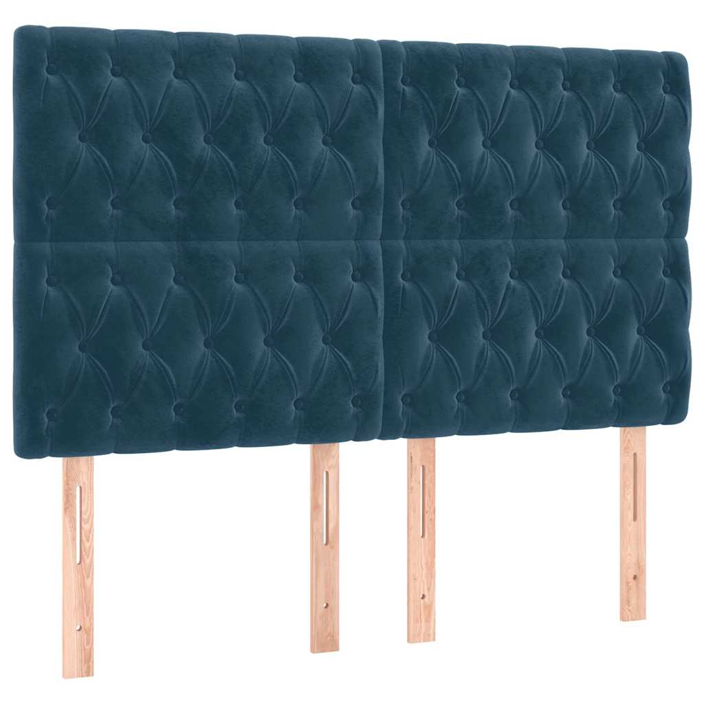 LED Kopfteil Dunkelblau 144x7x118/128 cm Samt