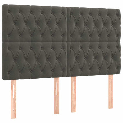 LED Kopfteil Dunkelgrau 160x7x118/128 cm Samt