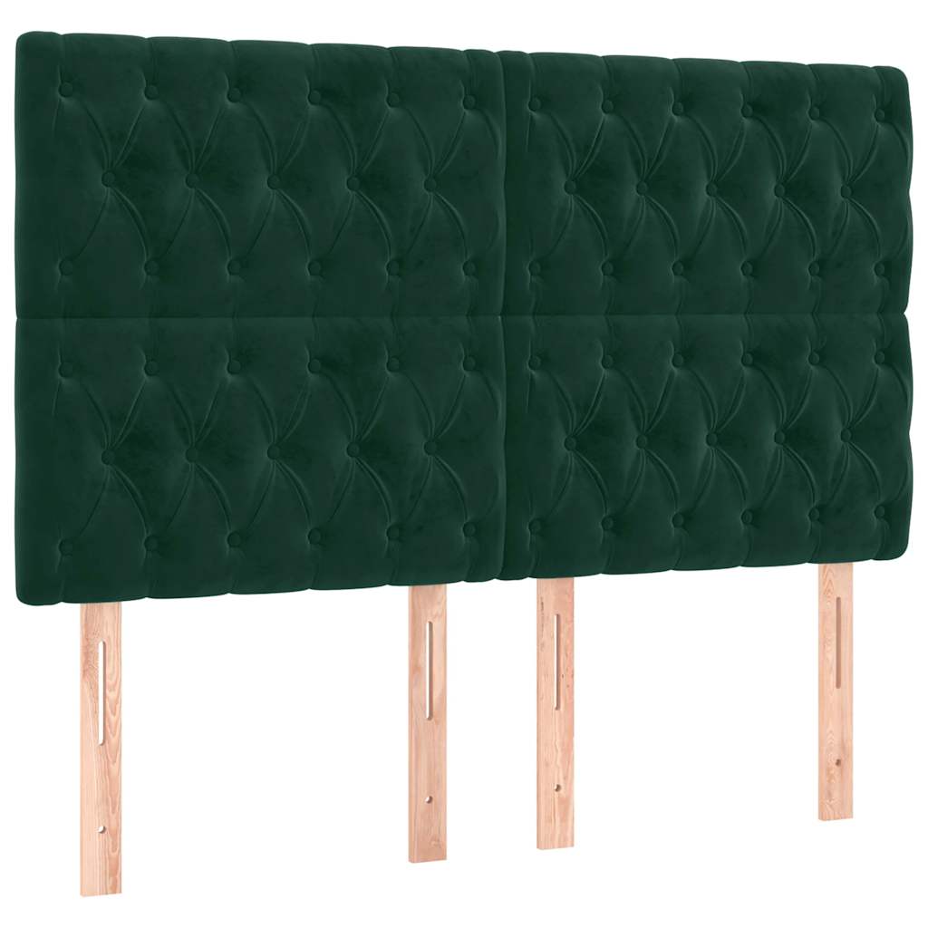 LED Kopfteil Dunkelgrün 160x7x118/128 cm Samt