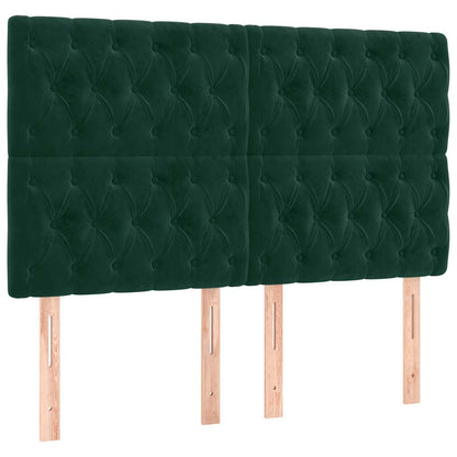 LED Kopfteil Dunkelgrün 160x7x118/128 cm Samt