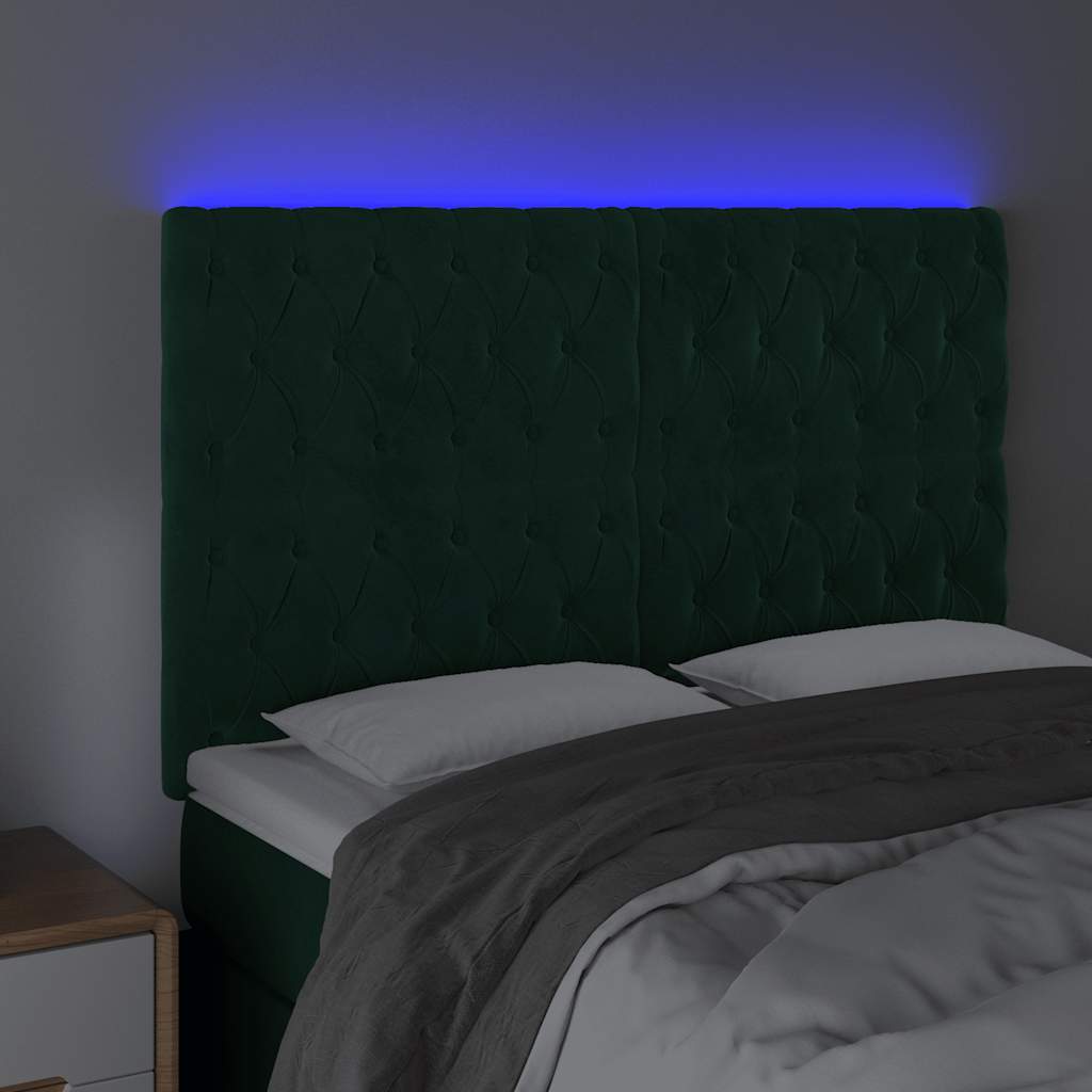 LED Kopfteil Dunkelgrün 160x7x118/128 cm Samt