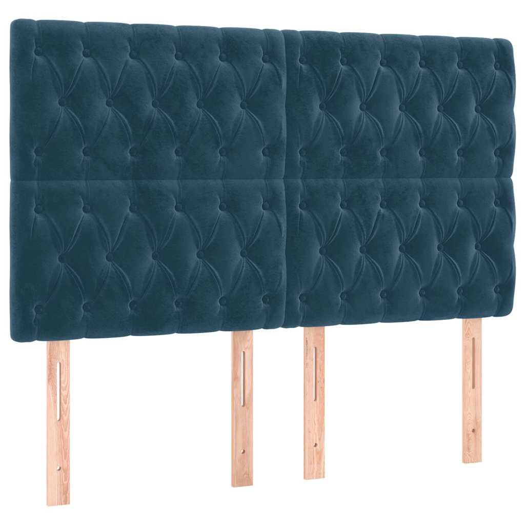 LED Kopfteil Dunkelblau 160x7x118/128 cm Samt