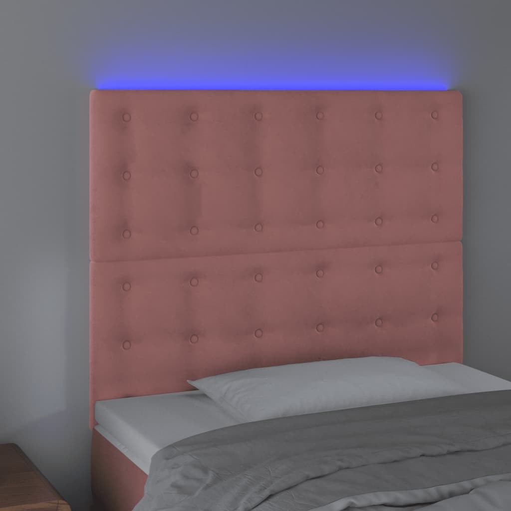 LED Kopfteil Rosa 80x5x118/128 cm Samt