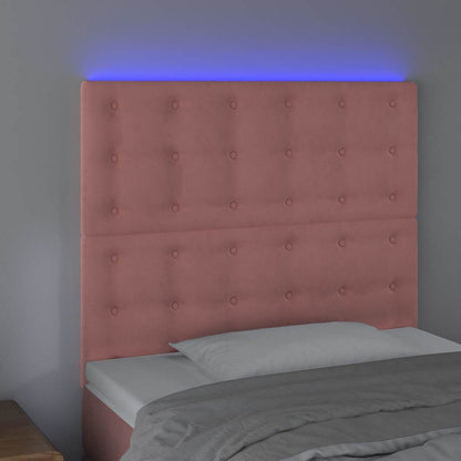 LED Kopfteil Rosa 80x5x118/128 cm Samt