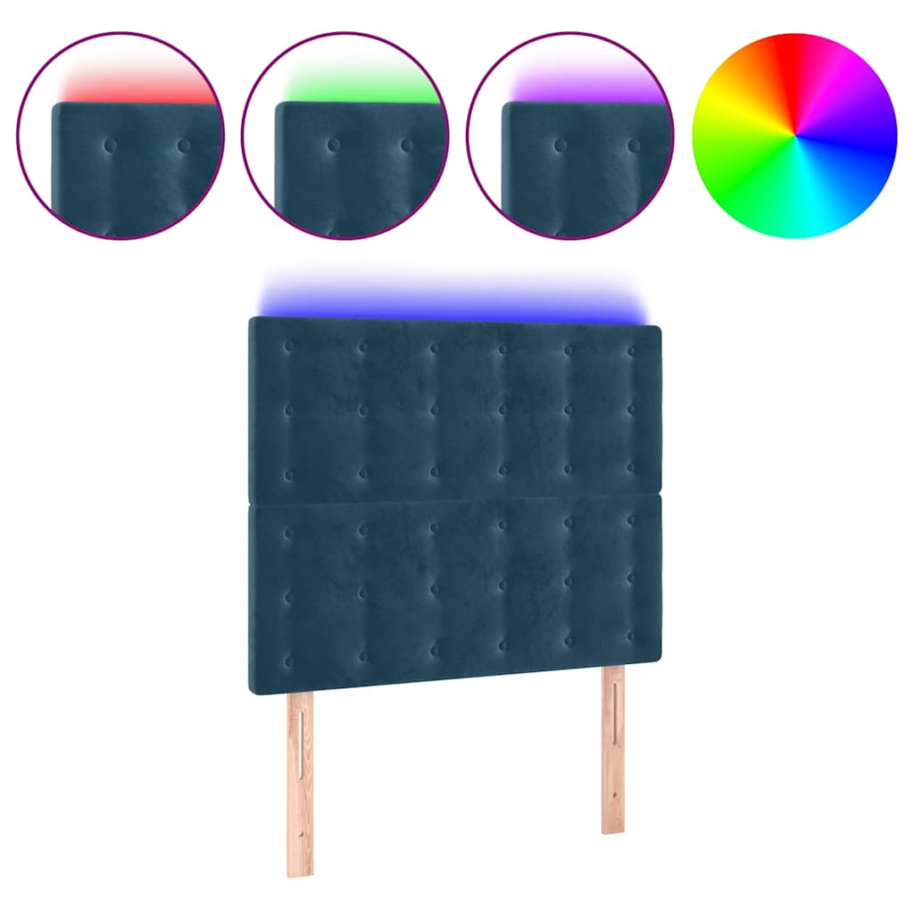 LED Kopfteil Dunkelblau 90x5x118/128 cm Samt