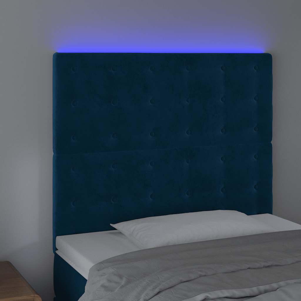 LED Kopfteil Dunkelblau 90x5x118/128 cm Samt