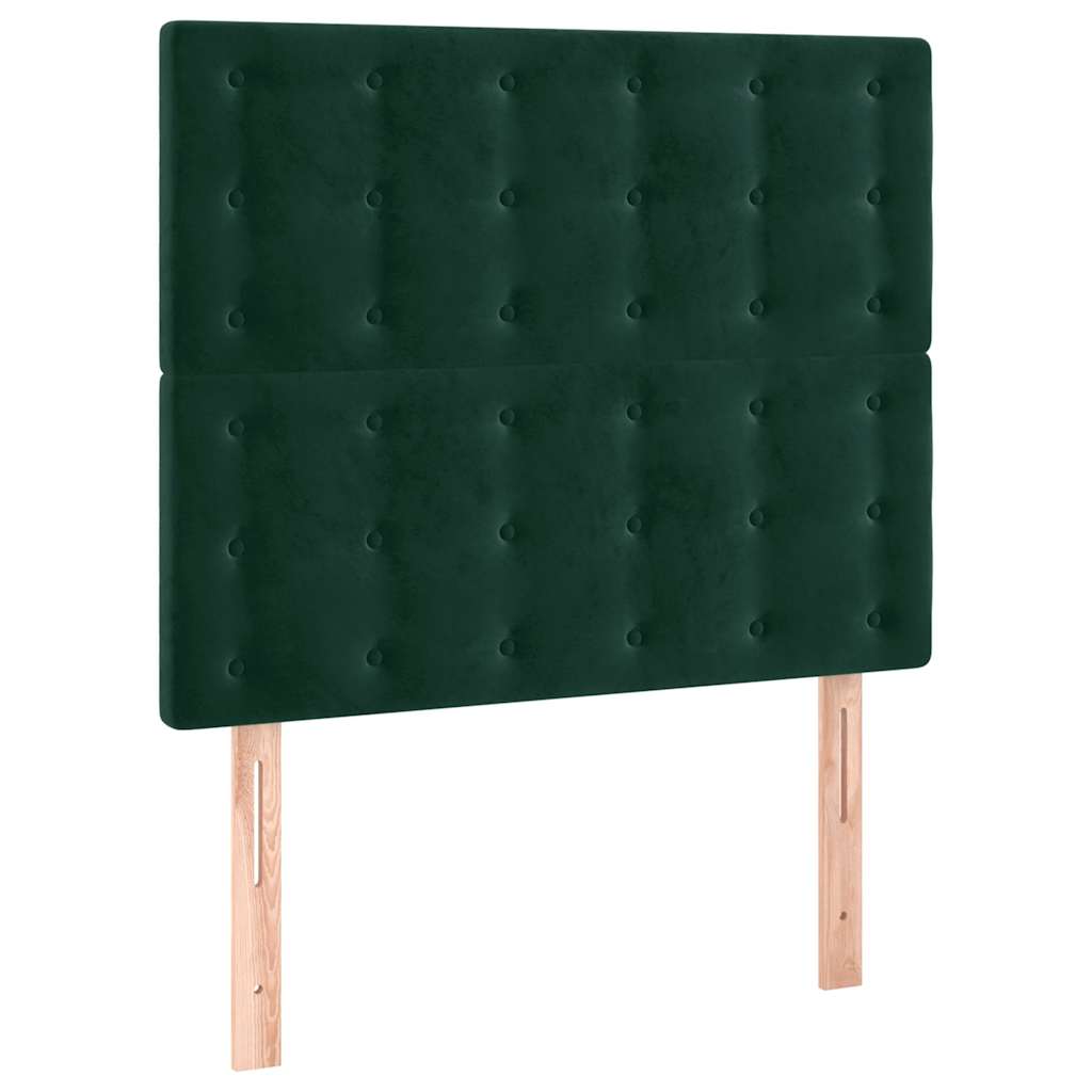 LED Kopfteil Dunkelgrün 100x5x118/128 cm Samt