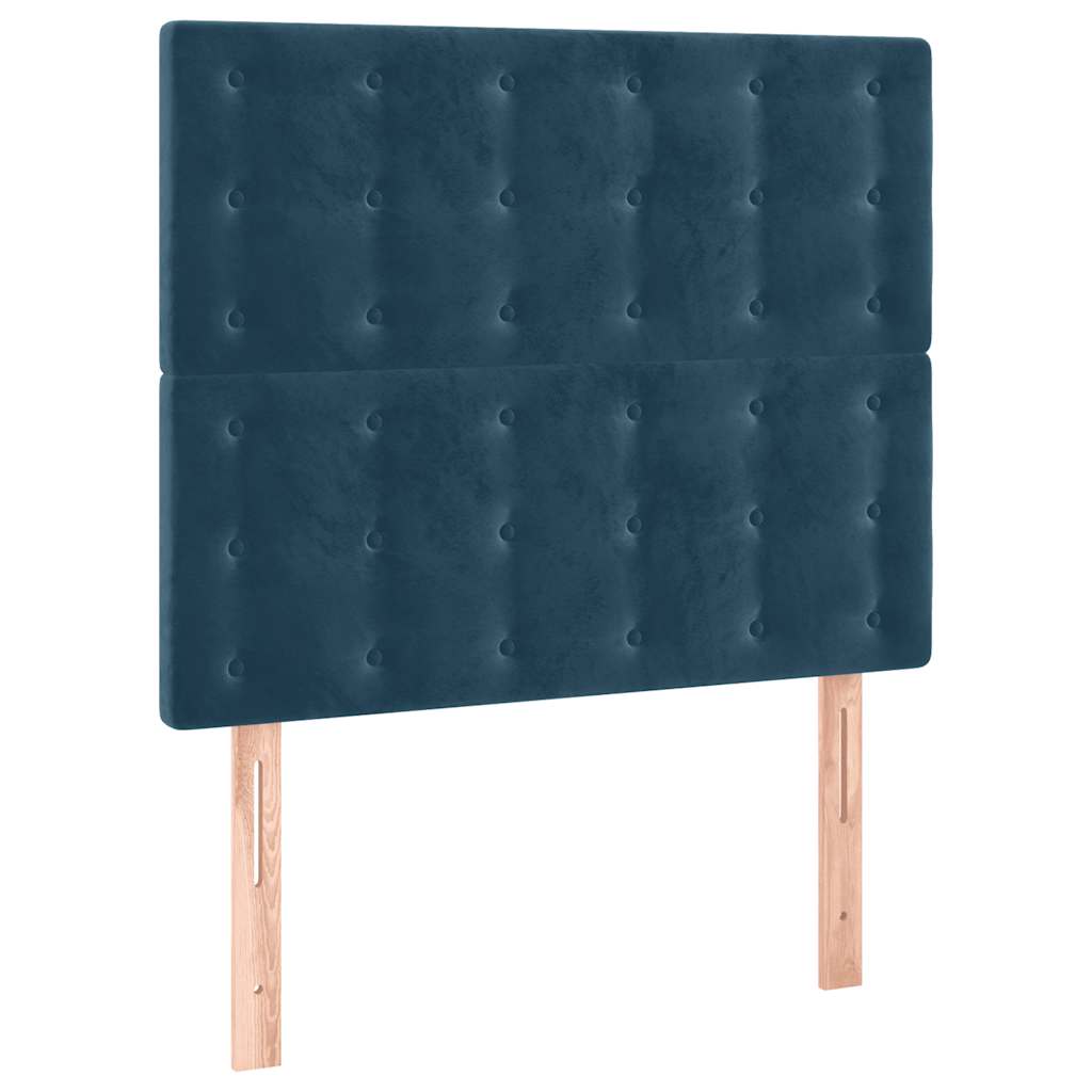 LED Kopfteil Dunkelblau 100x5x118/128 cm Samt