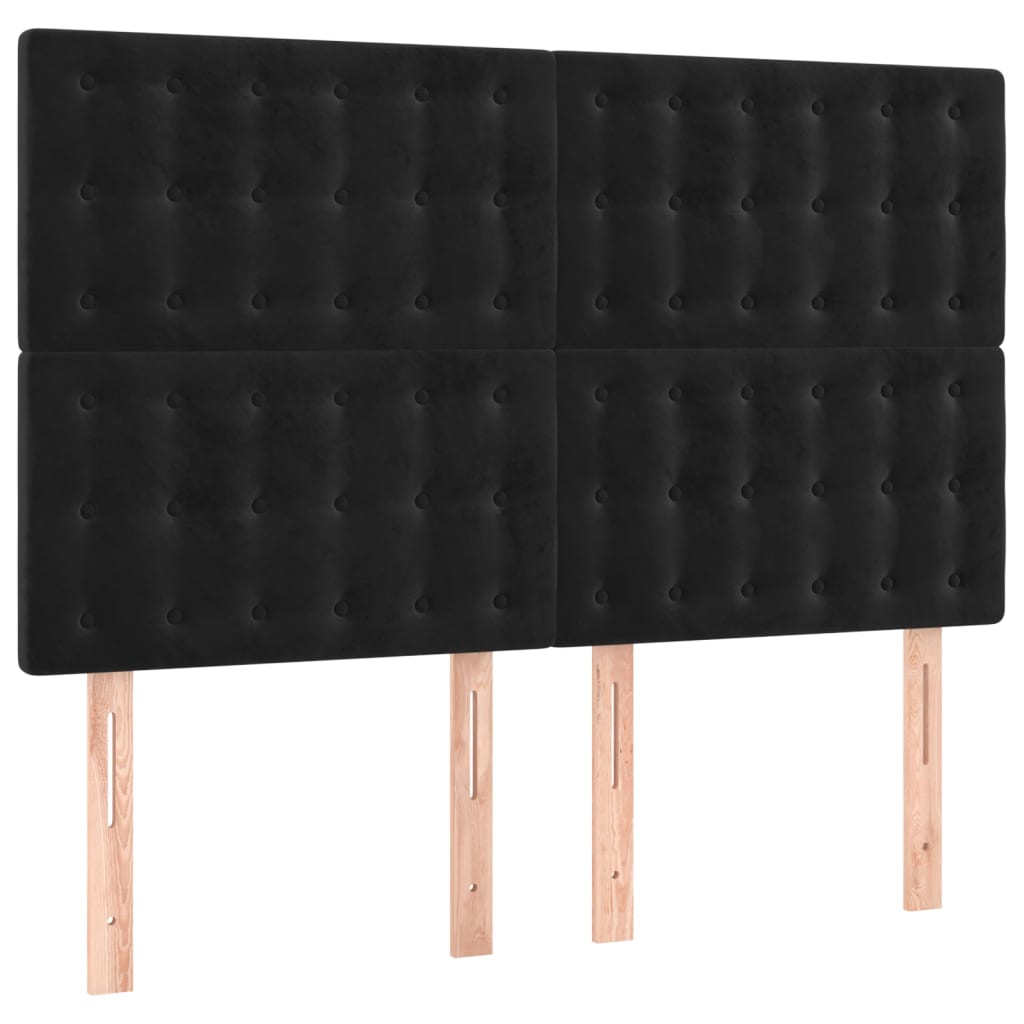 LED Kopfteil Schwarz 144x5x118/128 cm Samt