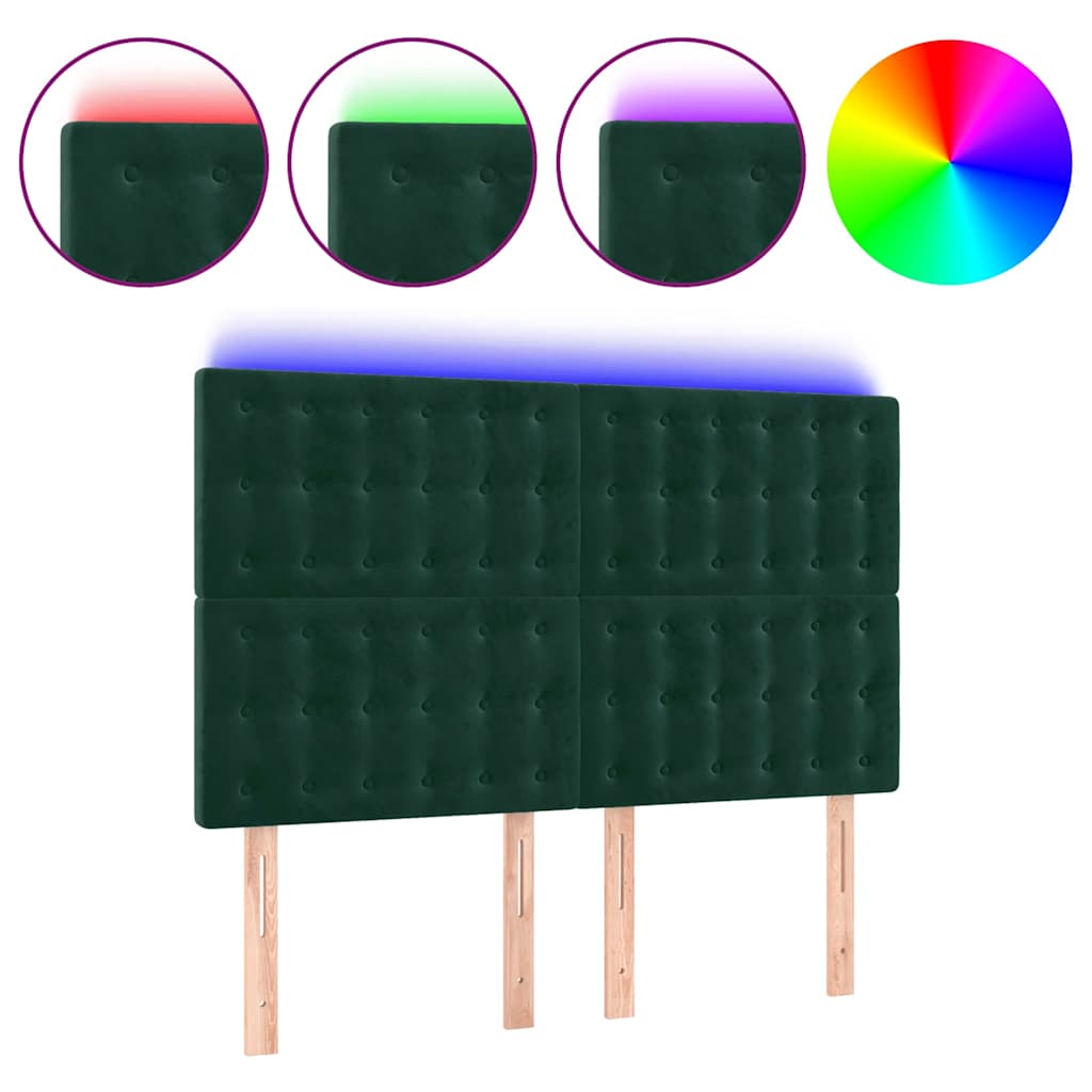 LED Kopfteil Dunkelgrün 144x5x118/128 cm Samt