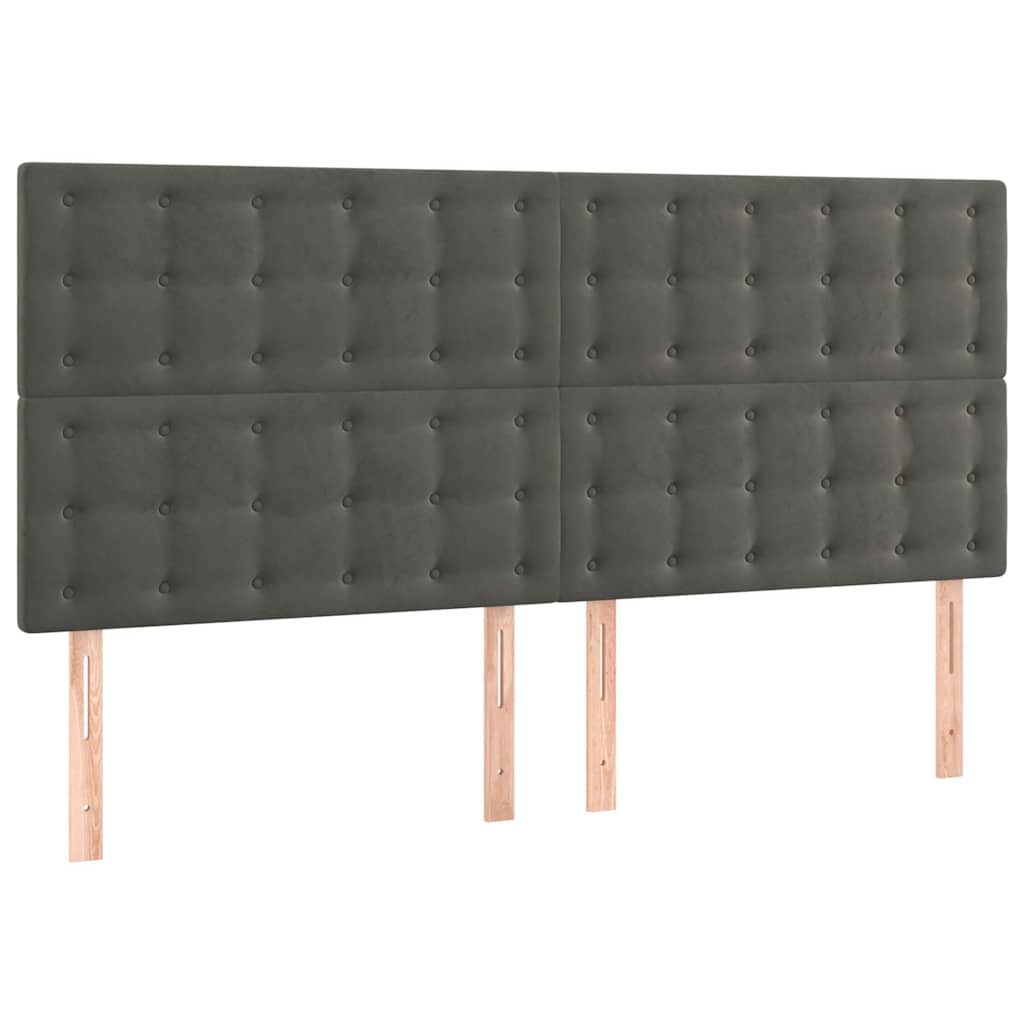 LED Kopfteil Dunkelgrau 160x5x118/128 cm Samt