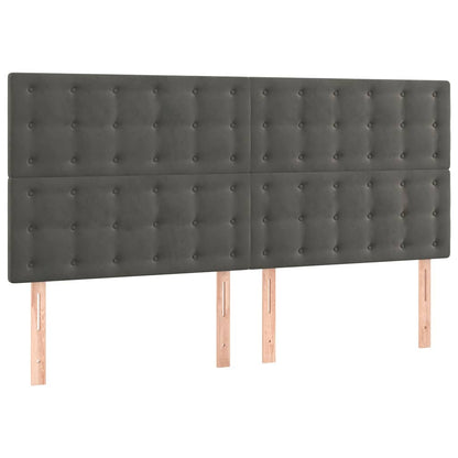LED Kopfteil Dunkelgrau 160x5x118/128 cm Samt