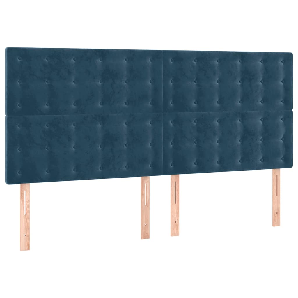 LED Kopfteil Dunkelblau 160x5x118/128 cm Samt
