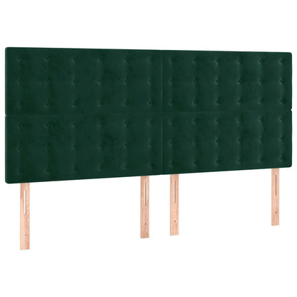 LED Kopfteil Dunkelgrün 180x5x118/128 cm Samt