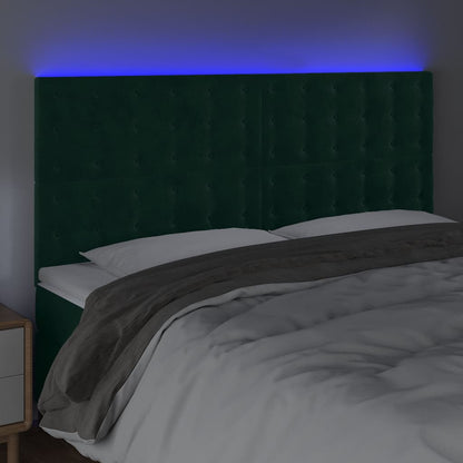 LED Kopfteil Dunkelgrün 180x5x118/128 cm Samt