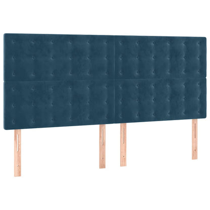 LED Kopfteil Dunkelblau 200x5x118/128 cm Samt
