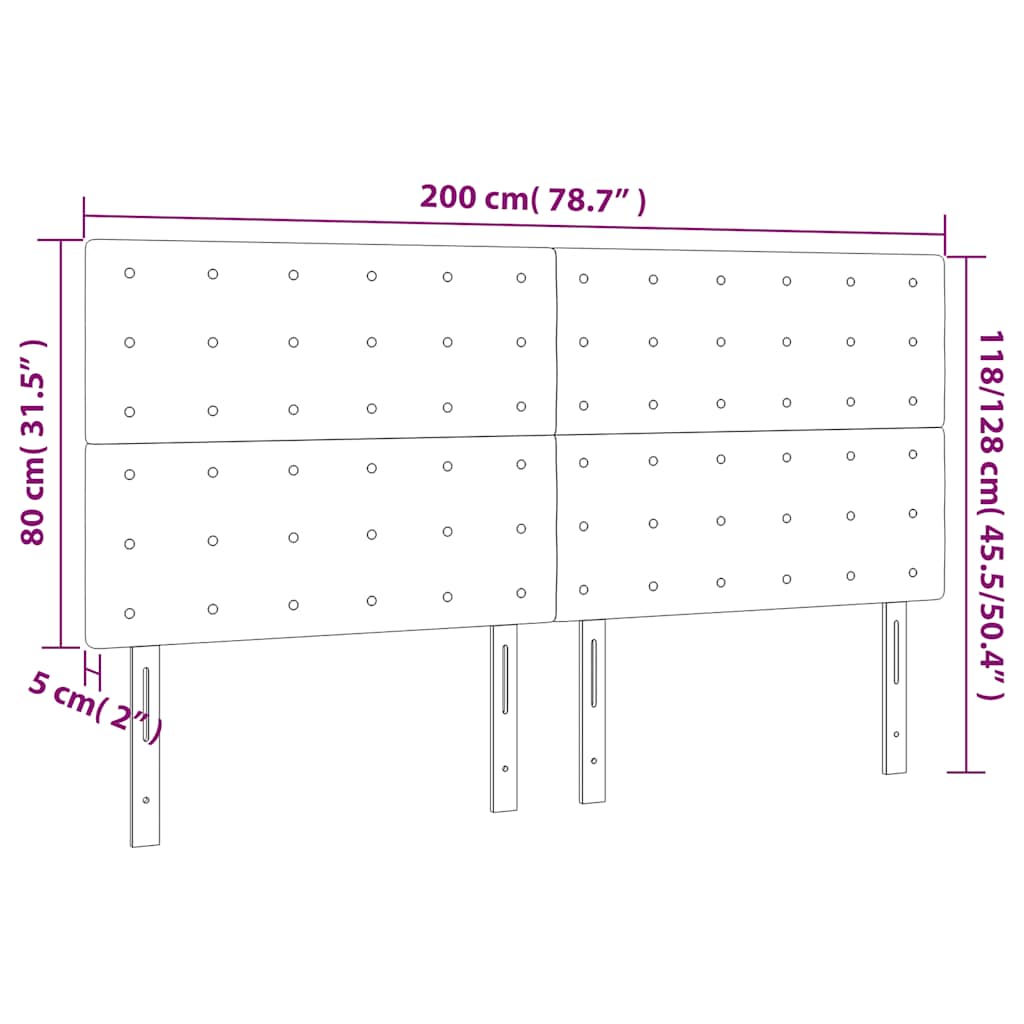 LED Kopfteil Dunkelblau 200x5x118/128 cm Samt