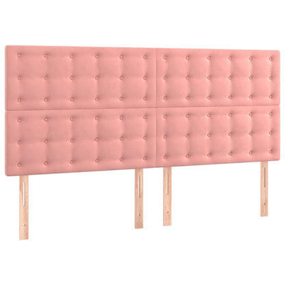 LED Kopfteil Rosa 200x5x118/128 cm Samt
