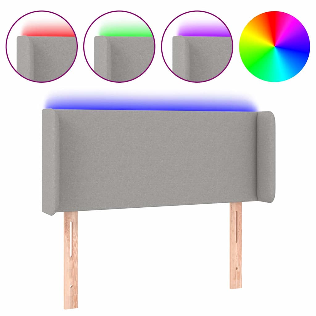 LED Kopfteil Hellgrau 83x16x78/88 cm Stoff