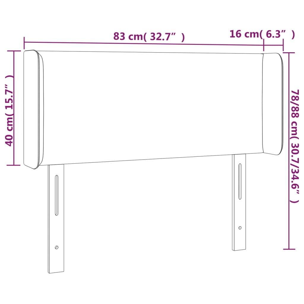 LED Kopfteil Schwarz 83x16x78/88 cm Stoff