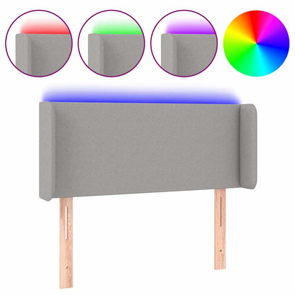 LED Kopfteil Hellgrau 93x16x78/88 cm Stoff