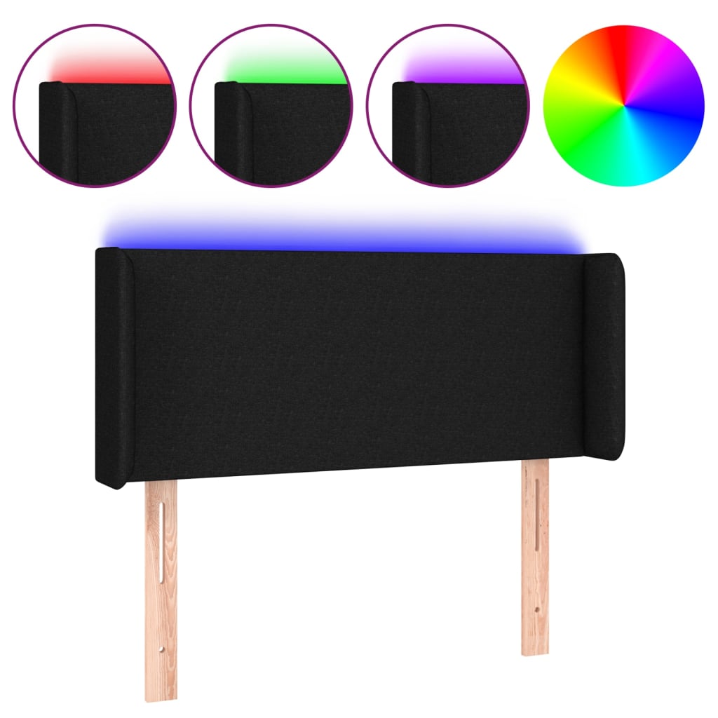 LED Kopfteil Schwarz 93x16x78/88 cm Stoff