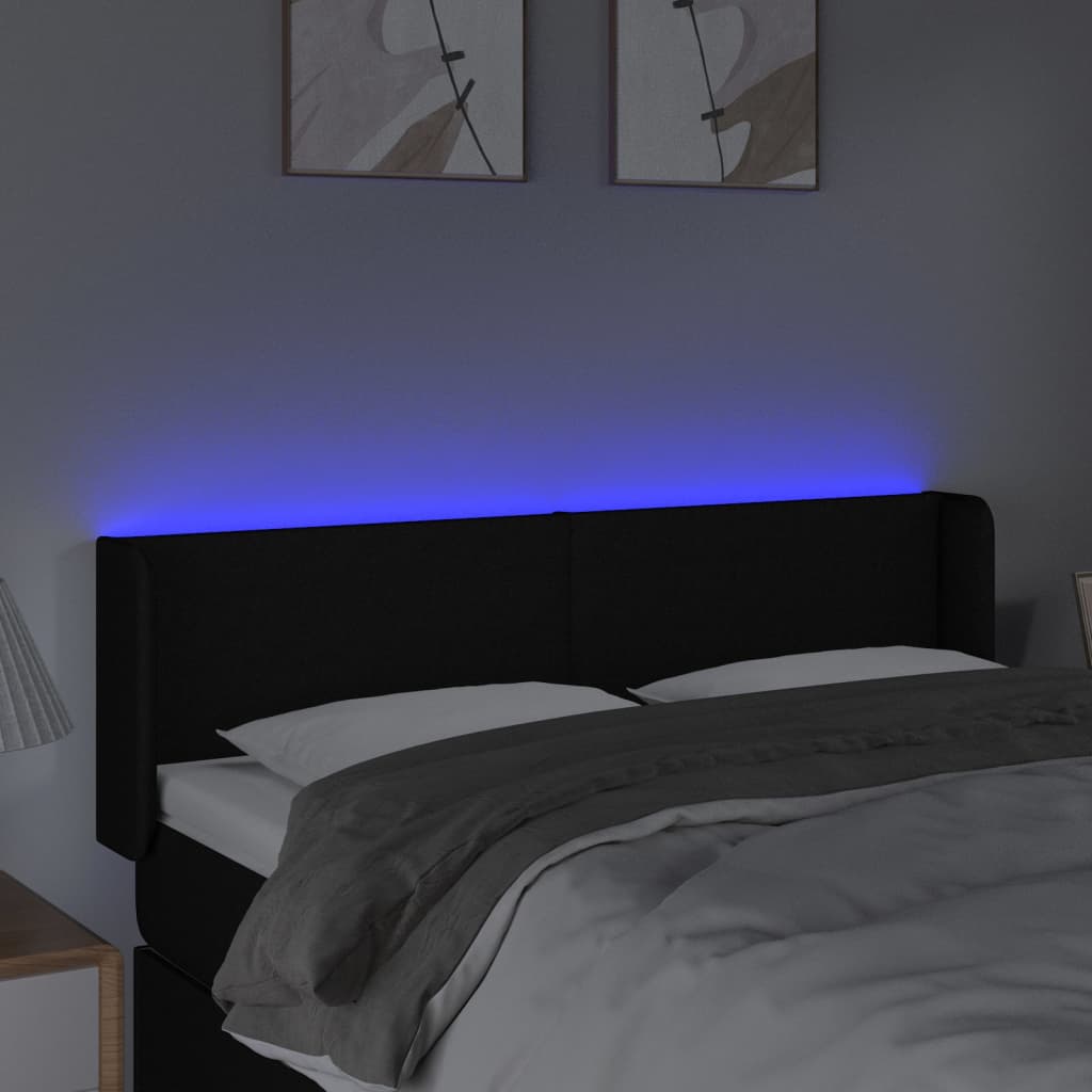 LED Kopfteil Schwarz 147x16x78/88 cm Stoff