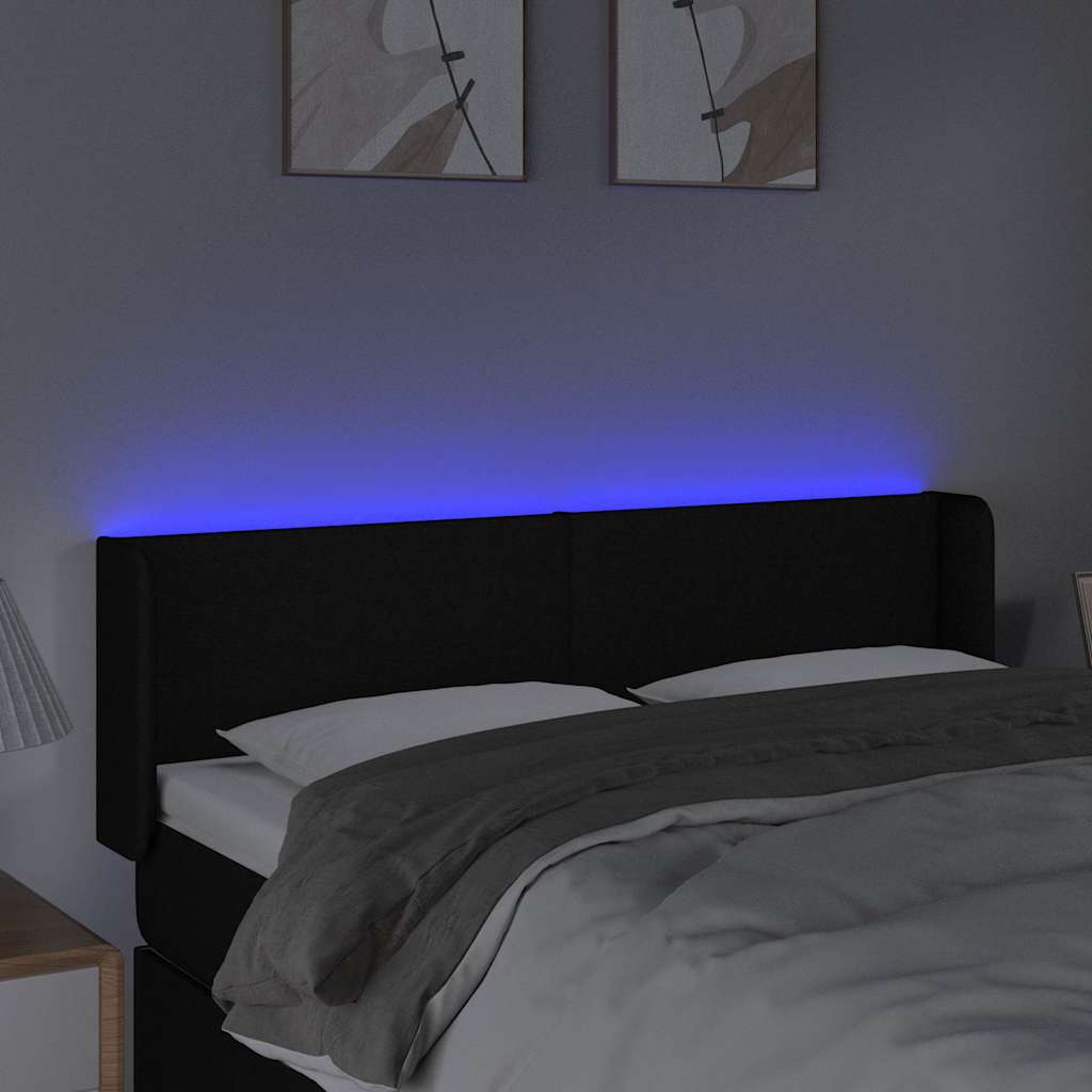 LED Kopfteil Schwarz 147x16x78/88 cm Stoff