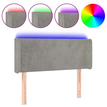LED Kopfteil Hellgrau 93x16x78/88 cm Samt