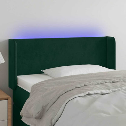 LED Kopfteil Dunkelgrün 103x16x78/88 cm Samt