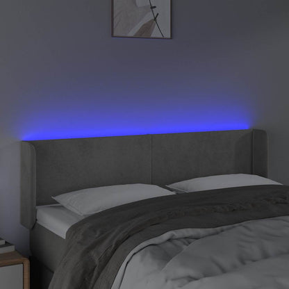 LED Kopfteil Hellgrau 147x16x78/88 cm Samt