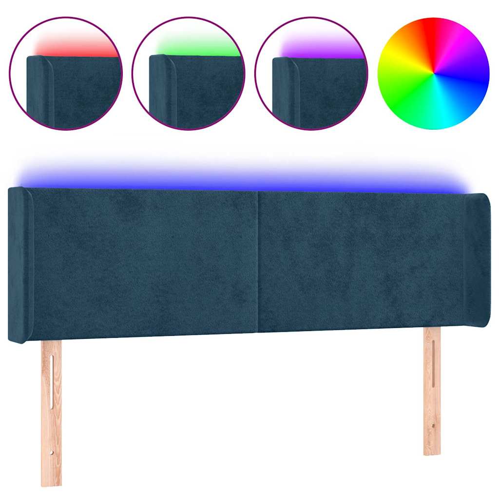 LED Kopfteil Dunkelblau 147x16x78/88 cm Samt