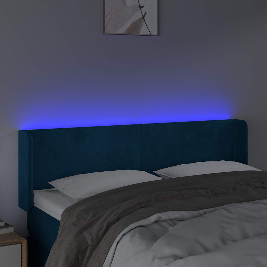 LED Kopfteil Dunkelblau 147x16x78/88 cm Samt
