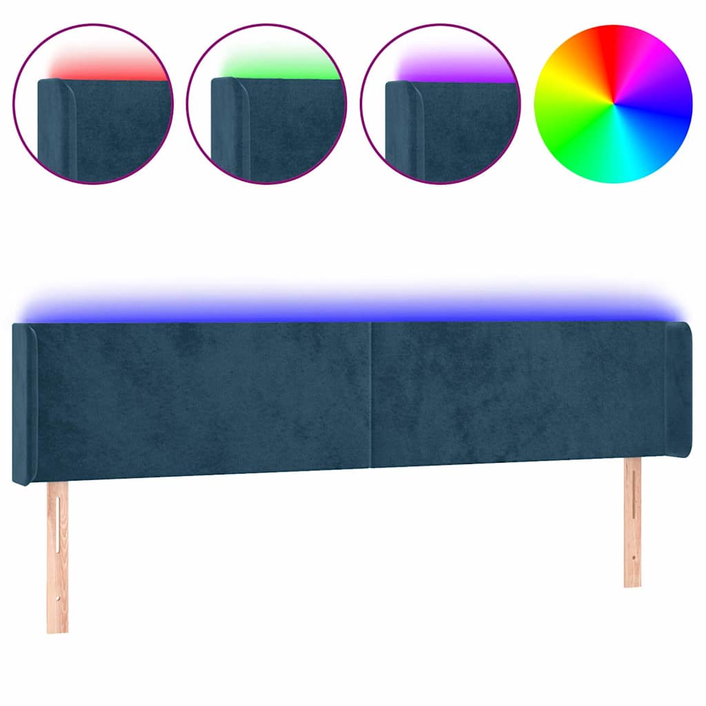 LED Kopfteil Dunkelblau 183x16x78/88 cm Samt