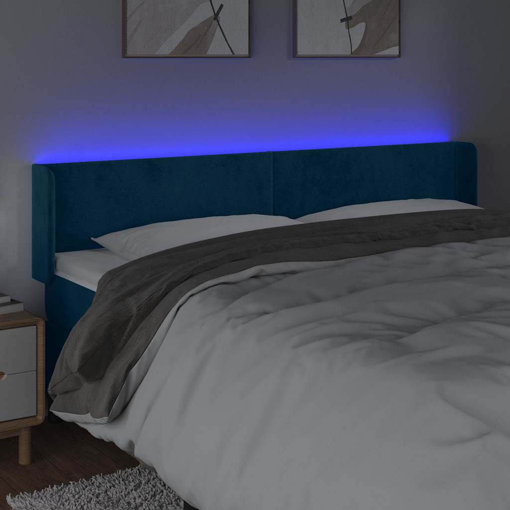LED Kopfteil Dunkelblau 183x16x78/88 cm Samt