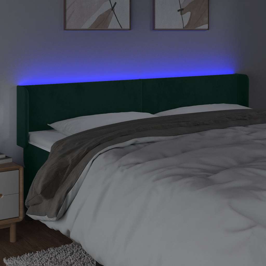 LED Kopfteil Dunkelgrün 203x16x78/88 cm Samt
