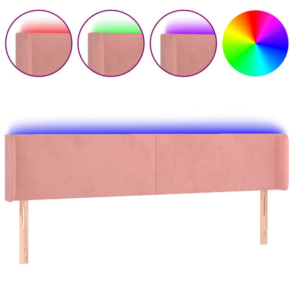 LED Kopfteil Rosa 203x16x78/88 cm Samt
