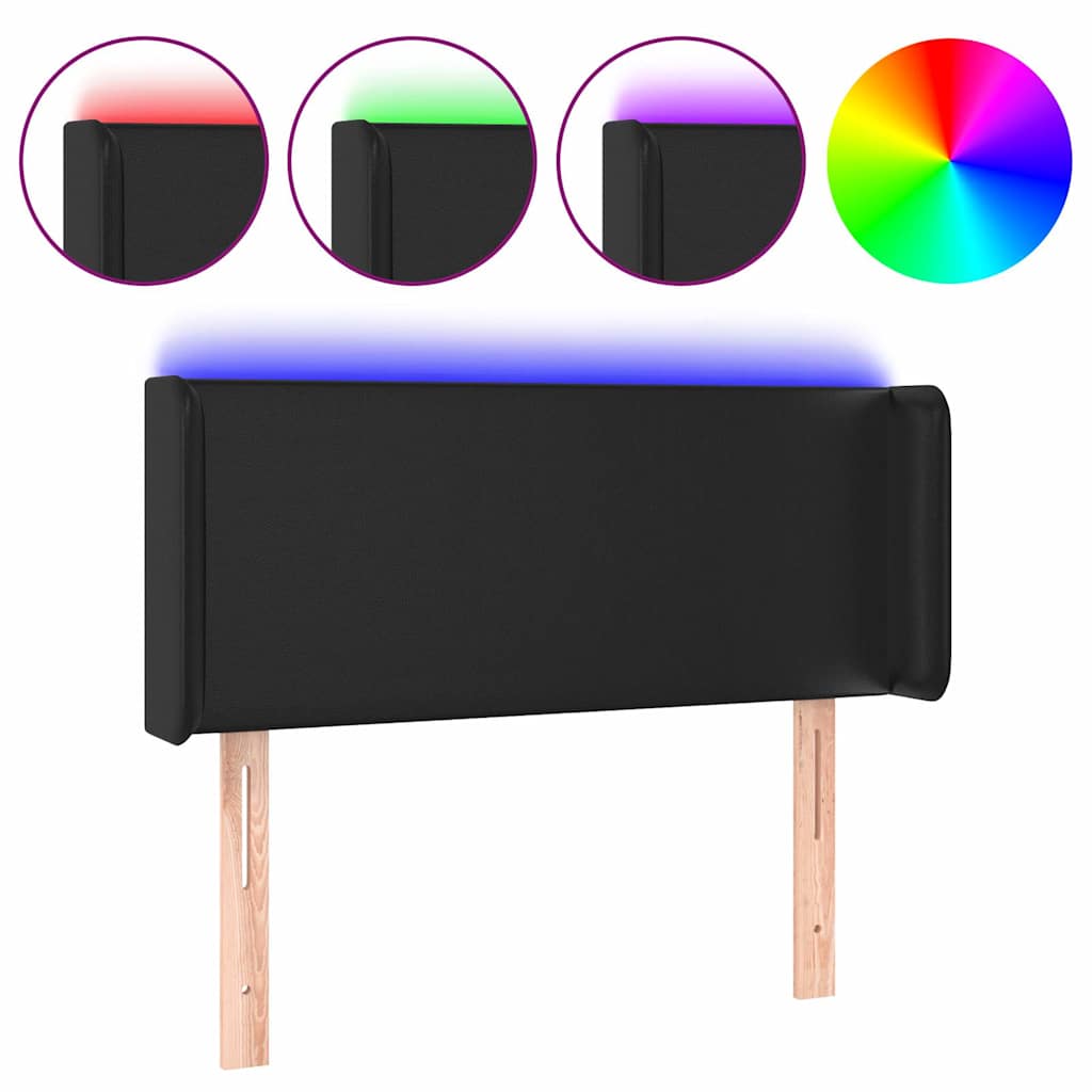 LED Kopfteil Schwarz 93x16x78/88 cm Kunstleder