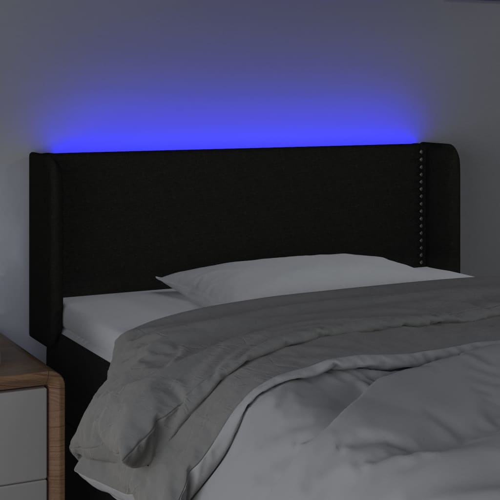 LED Kopfteil Schwarz 93x16x78/88 cm Stoff