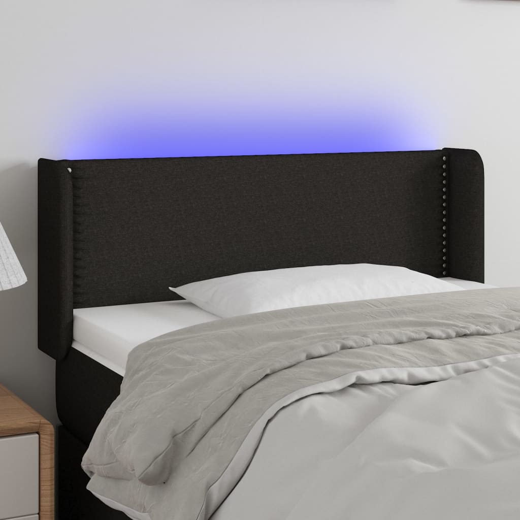 LED Kopfteil Schwarz 93x16x78/88 cm Stoff