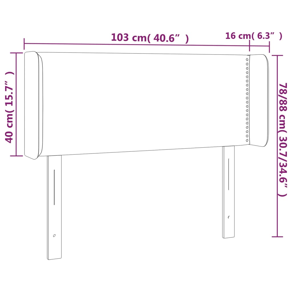LED Kopfteil Schwarz 103x16x78/88 cm Stoff
