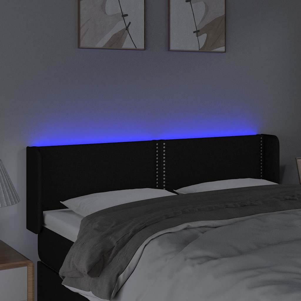 LED Kopfteil Schwarz 147x16x78/88 cm Stoff