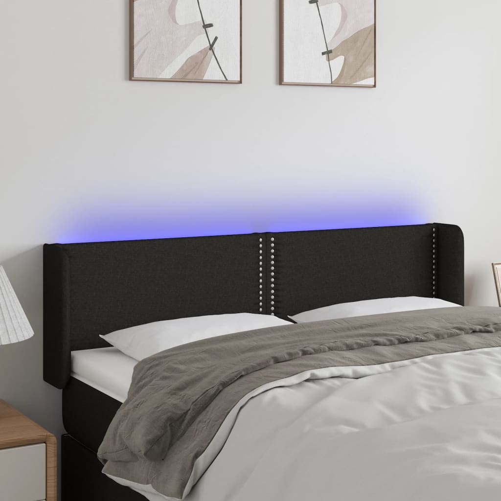 LED Kopfteil Schwarz 147x16x78/88 cm Stoff