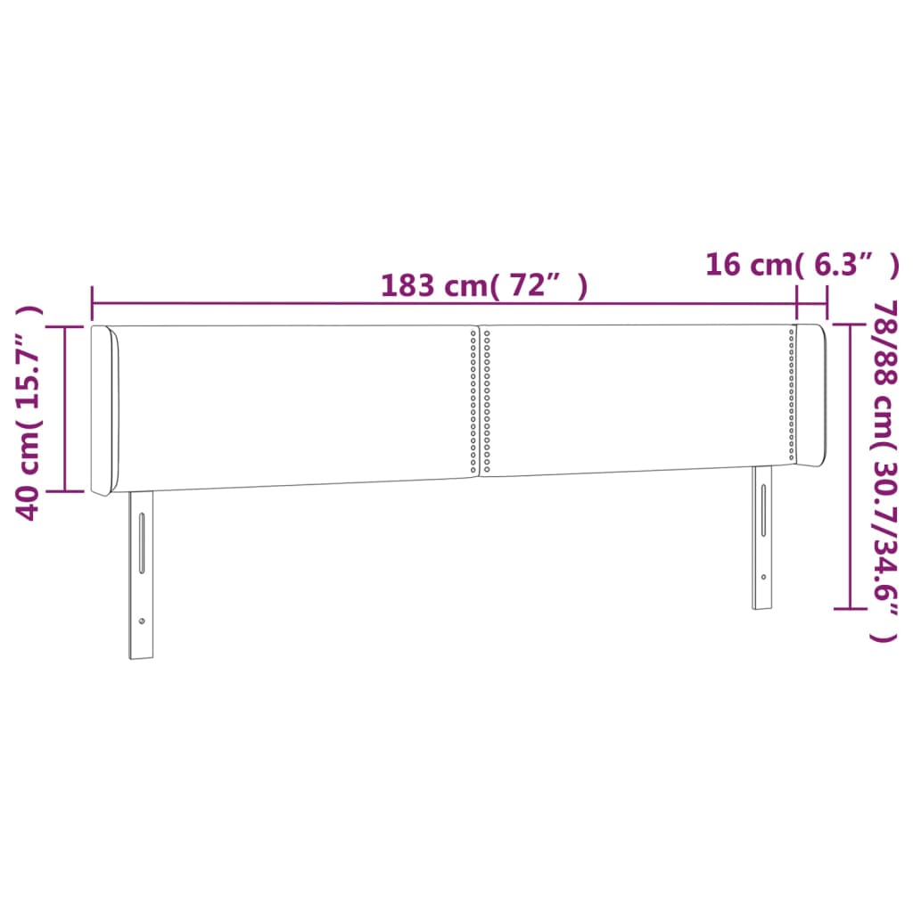 LED Kopfteil Schwarz 183x16x78/88 cm Stoff