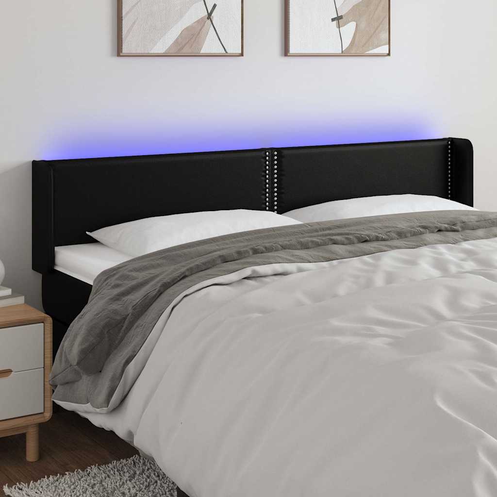 LED Kopfteil Schwarz 203x16x78/88 cm Kunstleder