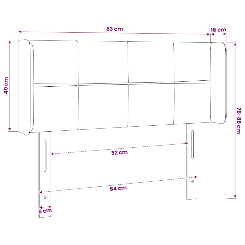LED Kopfteil Blau 83x16x78/88 cm Stoff