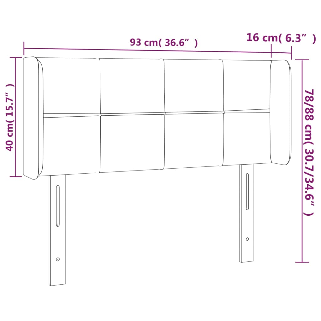LED Kopfteil Hellgrau 93x16x78/88 cm Stoff