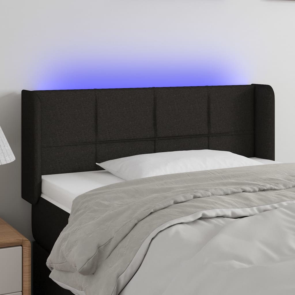 LED Kopfteil Schwarz 93x16x78/88 cm Stoff